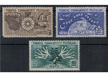 TURCHIA 1954 Anniversario NATO 3v MNH**