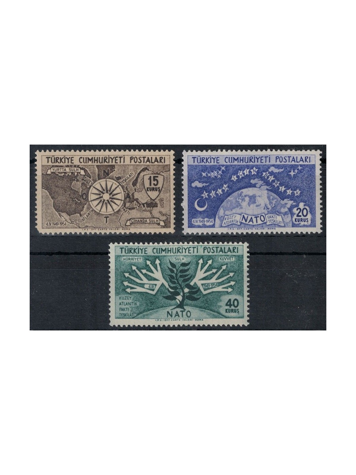 TURCHIA 1954 Anniversario NATO 3v MNH**