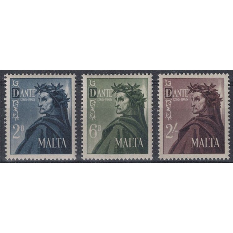 MALTA 1965 Dante Alighieri 3v MNH**