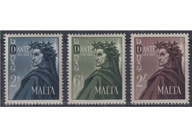 MALTA 1965 Dante Alighieri 3v MNH**