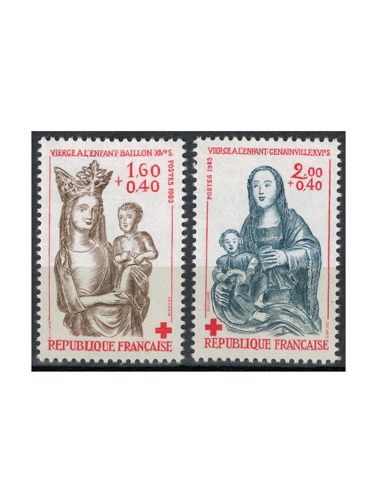 FRANCE 1983 Pro Red Cross (from booklet) 2v MNH**
