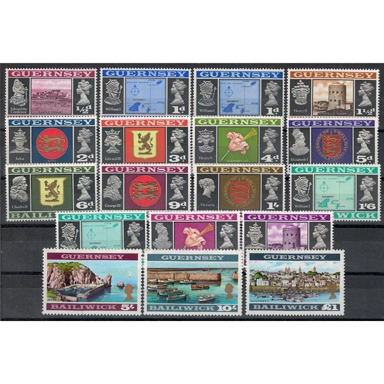 GUERNSEY 1969-70 Ordinary Series 18v MNH**