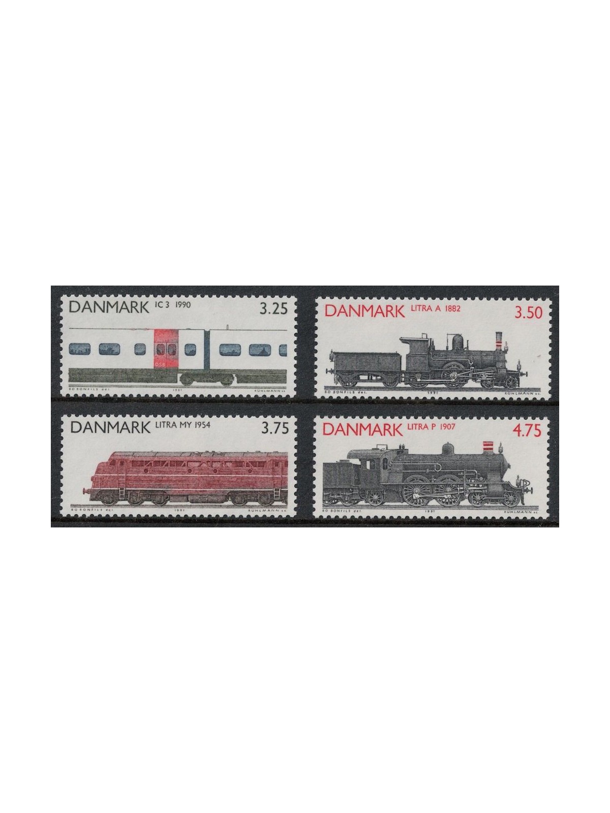 DENMARK 1991 Wagons and Locomotives 4v MNH**