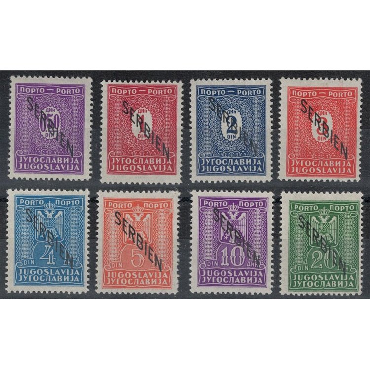 JUGOSLAVIA 1941 Segnatasse provvisori (SERBIEN) non emessi 8v MNH**