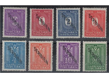JUGOSLAVIA 1941 Segnatasse provvisori (SERBIEN) non emessi 8v MNH**