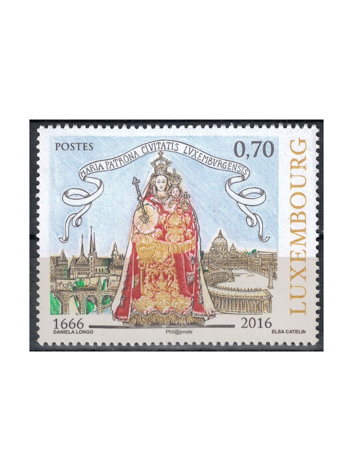 LUXEMBOURG 2016 Election of the Virgin Mary MNH**