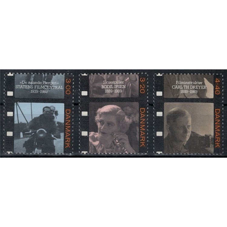 DANIMARCA 1989 Il cinema danese 3v MNH**