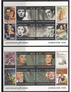 GIBILTERRA 1995 Centenario del Cinema 2 BF MNH**