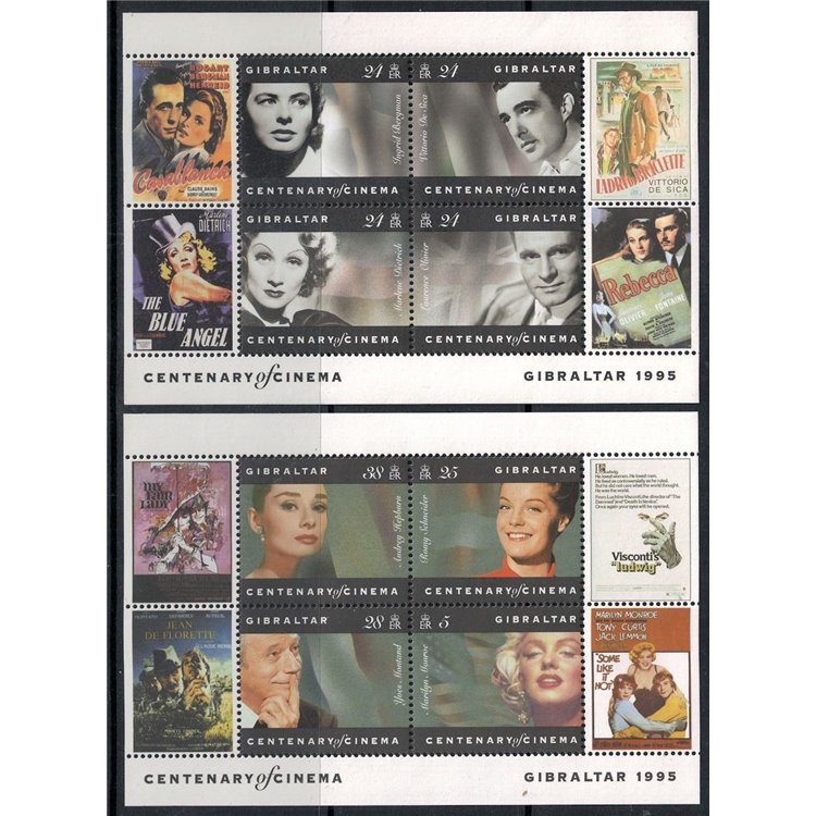 GIBRALTAR 1995 Centenary of Cinema 2 s/s MNH**
