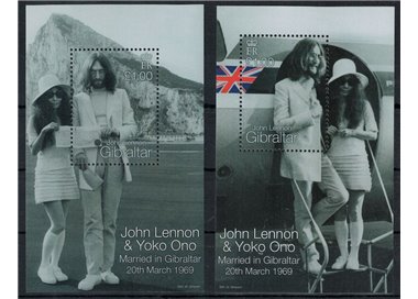GIBRALTAR 1999 John Lennon and Yoko Ono 2 s/s MNH**
