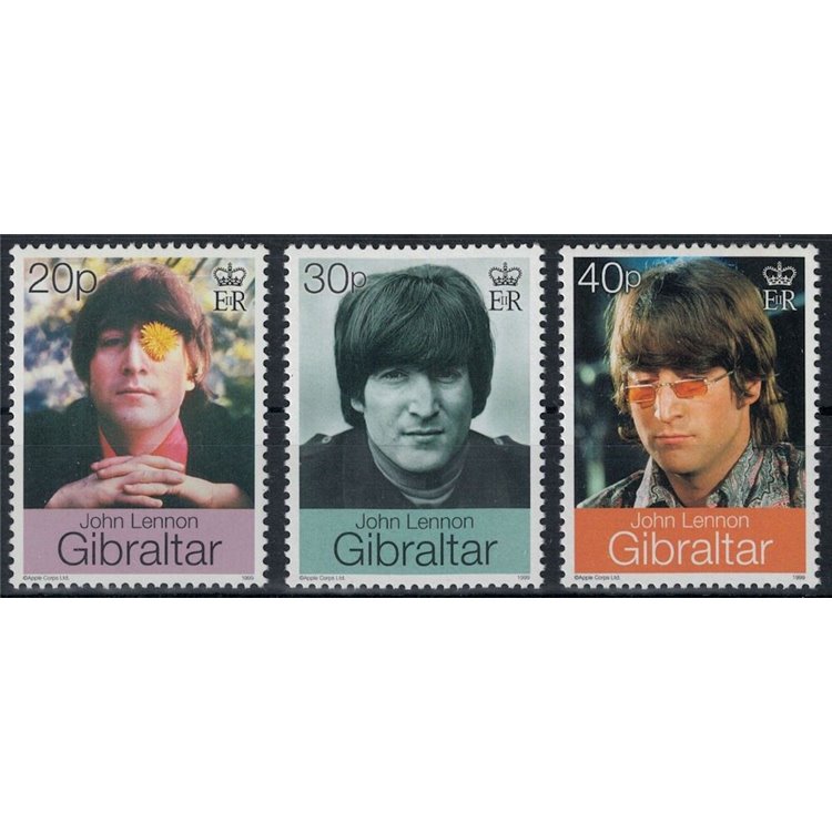 GIBRALTAR 1999 John Lennon and Yoko Ono 3v MNH**