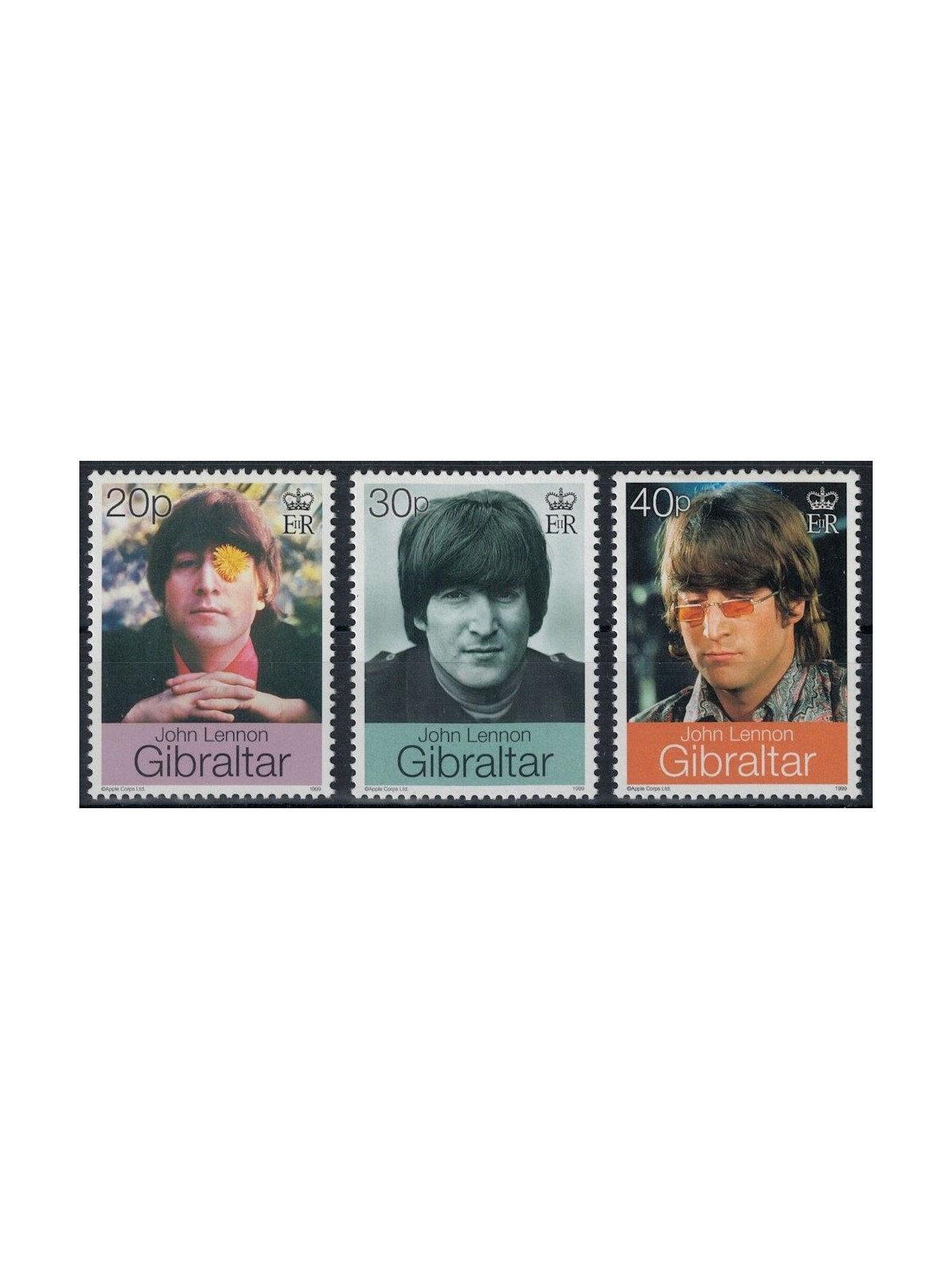 GIBRALTAR 1999 John Lennon and Yoko Ono 3v MNH**