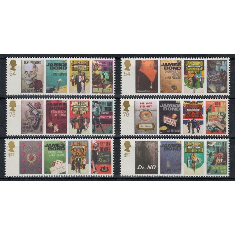 GRAN BRETAGNA 2008 Ian Fleming (James Bond) 6v MNH**