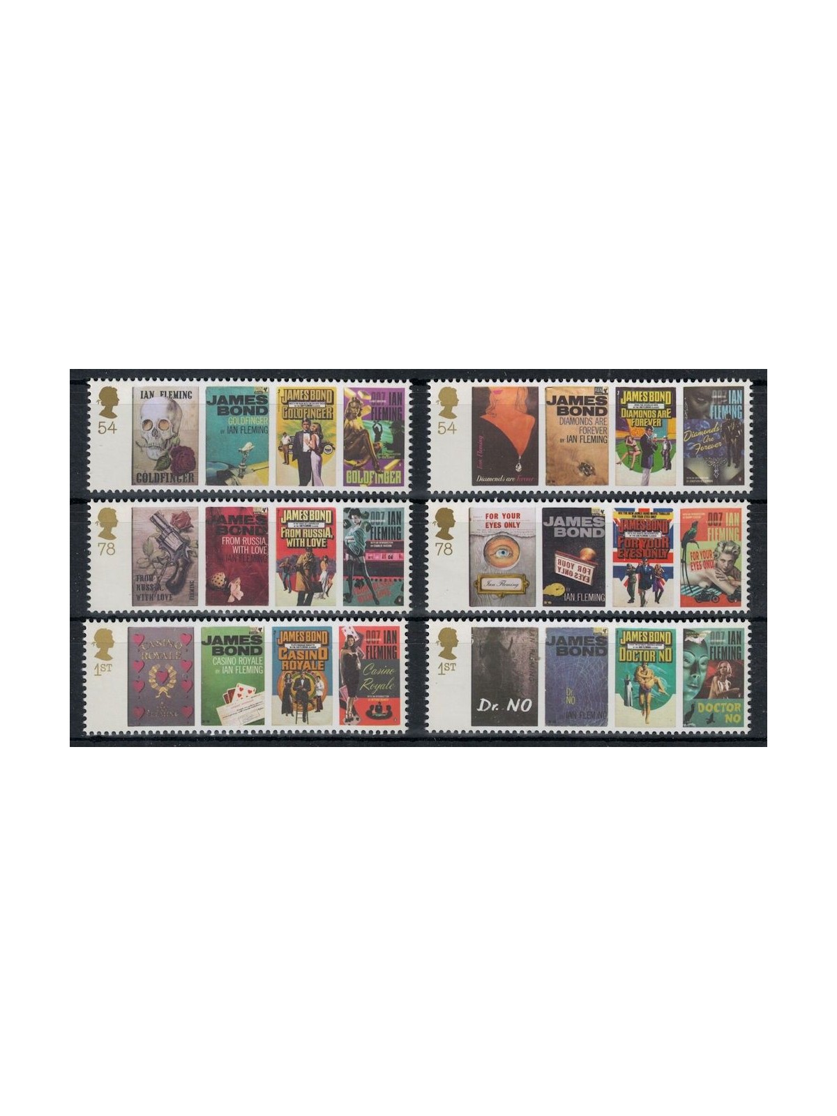 GRAN BRETAGNA 2008 Ian Fleming (James Bond) 6v MNH**