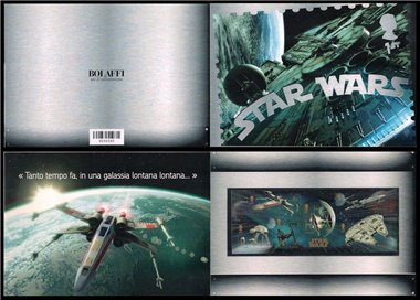 GRAN BRETAGNA 2015 Guerre Stellari BF su Folder Bolaffi MNH**