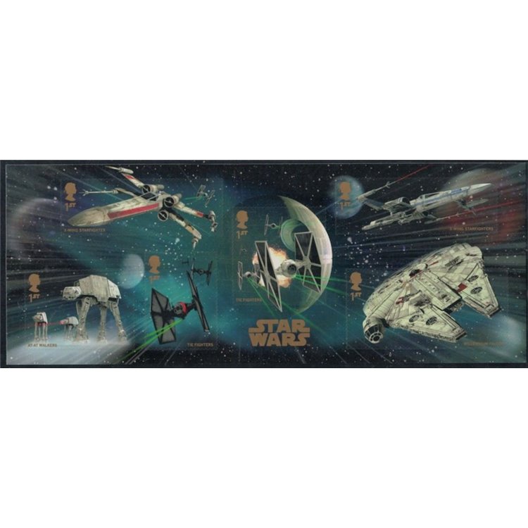 GRAN BRETAGNA 2015 Guerre Stellari BF su Folder Bolaffi MNH**