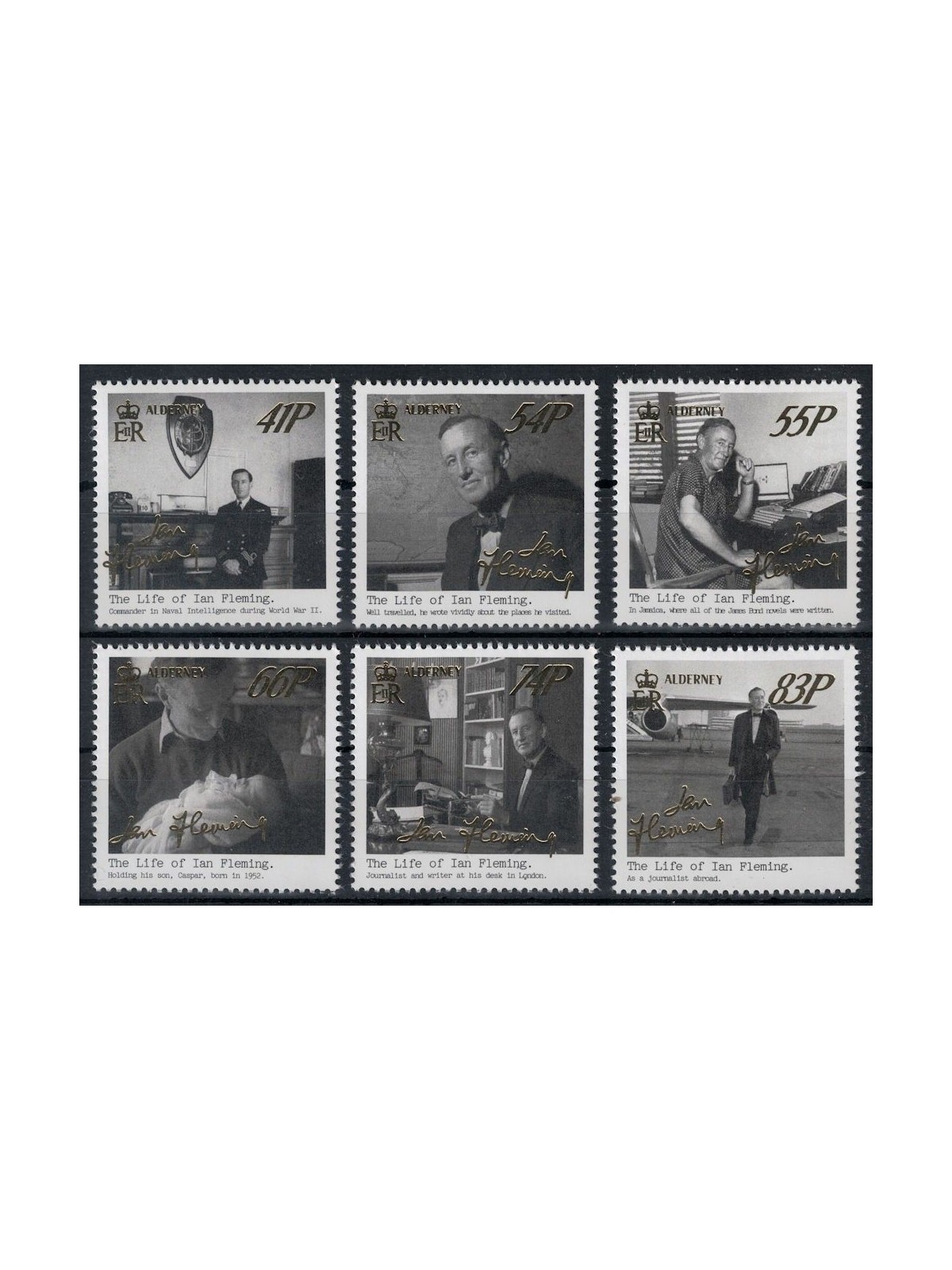 ALDERNEY 2014 La Vita di Ian Fleming 6v MNH**