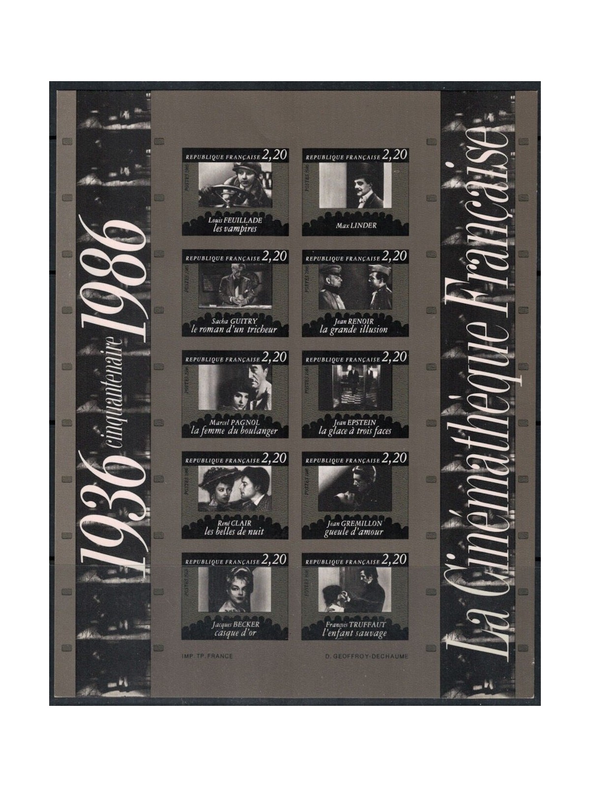 FRANCE 1986 National Film Archive (imperforated) s/s MNH**