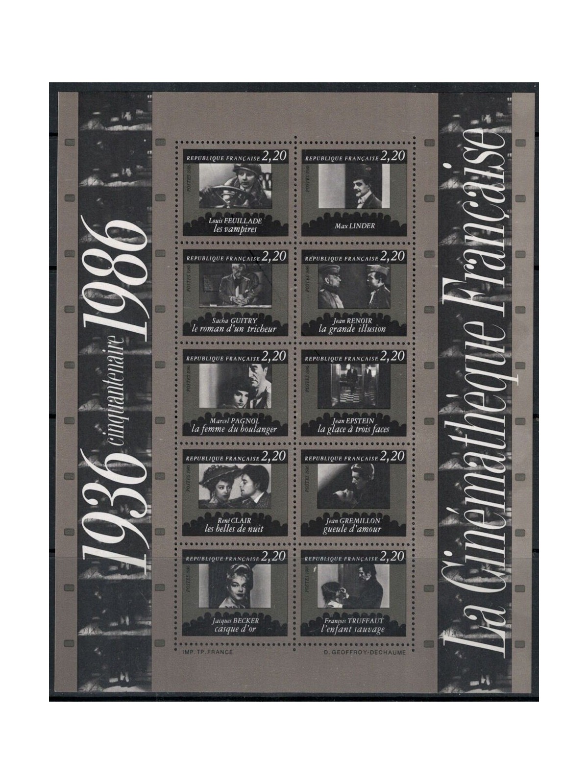 FRANCIA 1986 Cineteca Nazionale BF MNH**