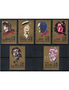 FRANCE 1990 Famous People 6v MNH**