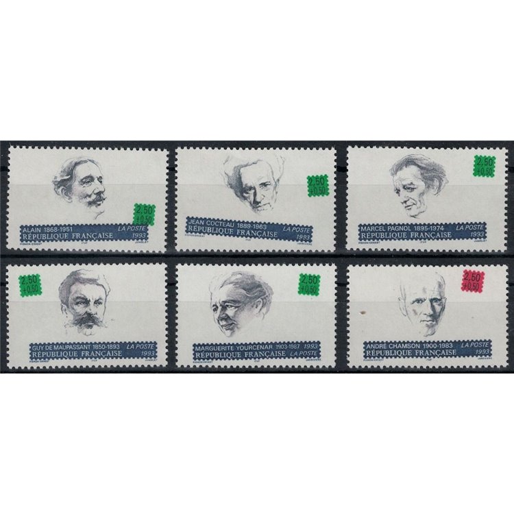 FRANCIA 1993 Scrittori francesi 6v MNH**