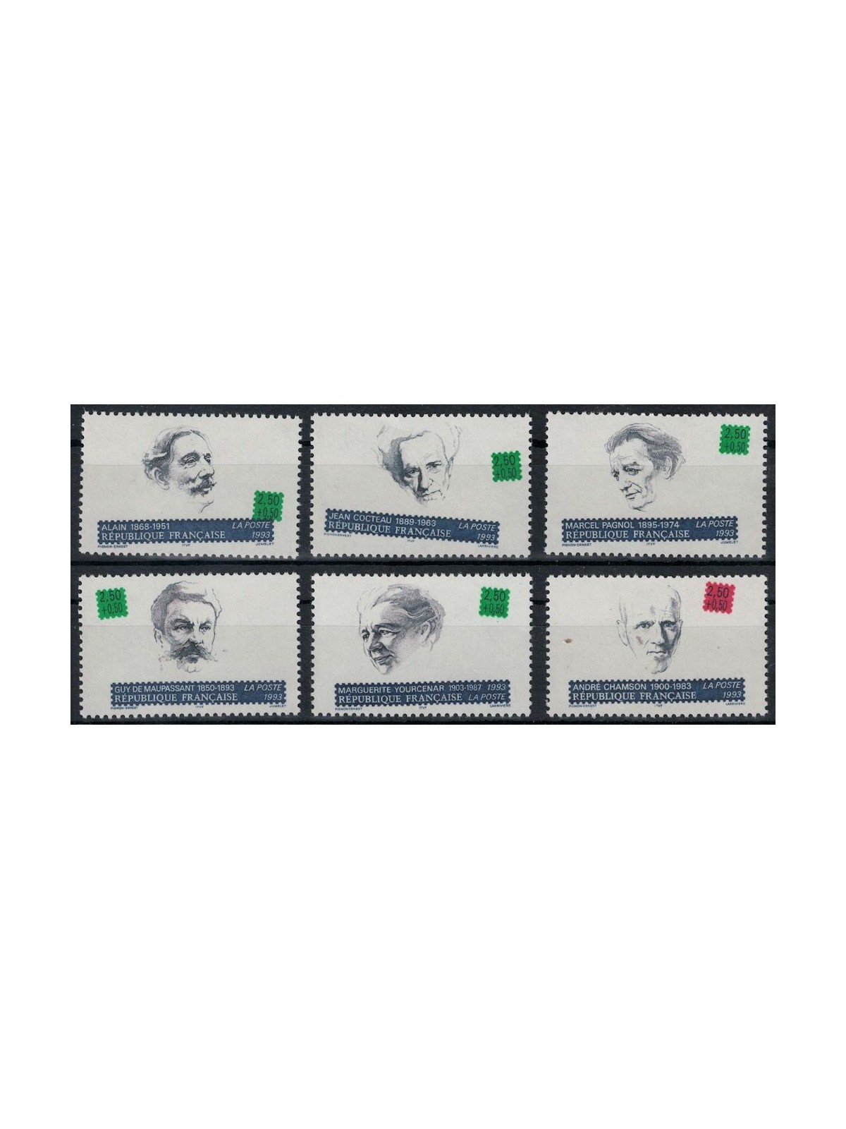 FRANCIA 1993 Scrittori francesi 6v MNH**