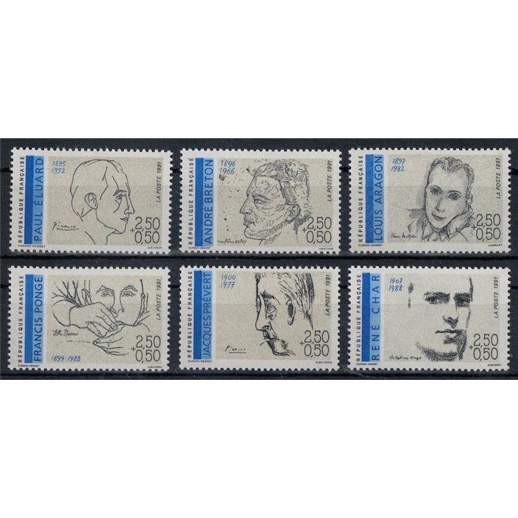 FRANCE 1991 Famous People 6v MNH**