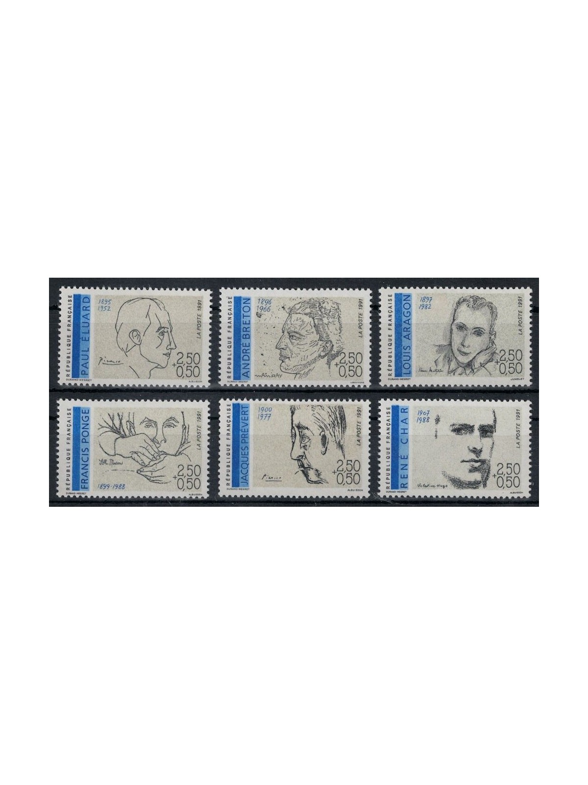 FRANCIA 1991 Personaggi celebri 6v MNH**