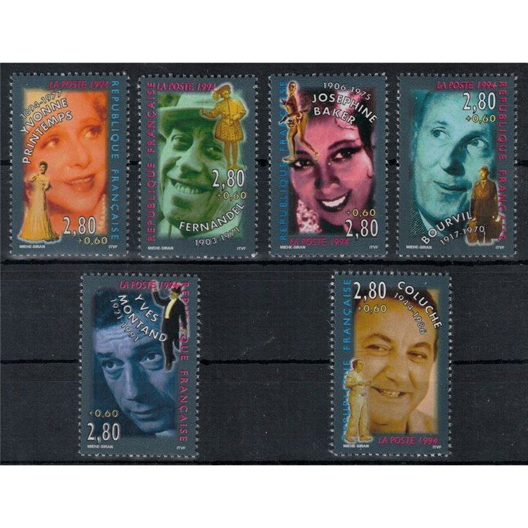 FRANCIA 1994 Attori francesi 6v MNH**