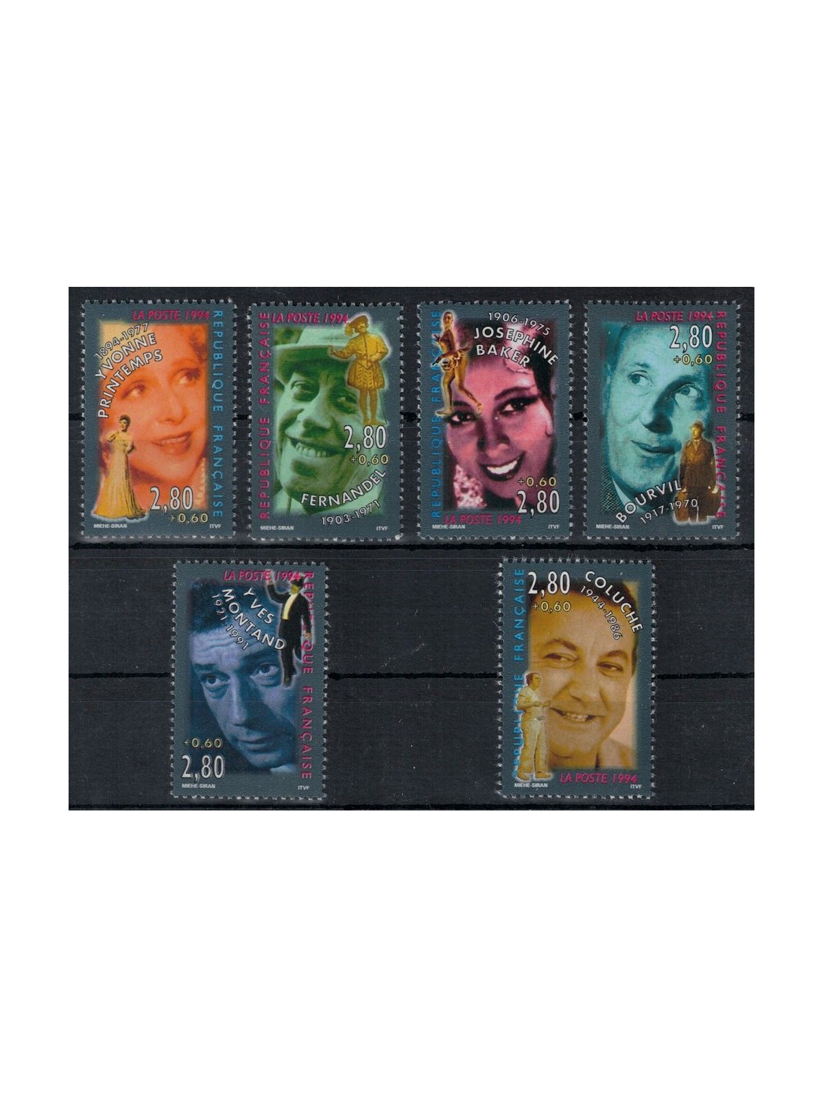 FRANCE 1994 French actors 6v MNH**