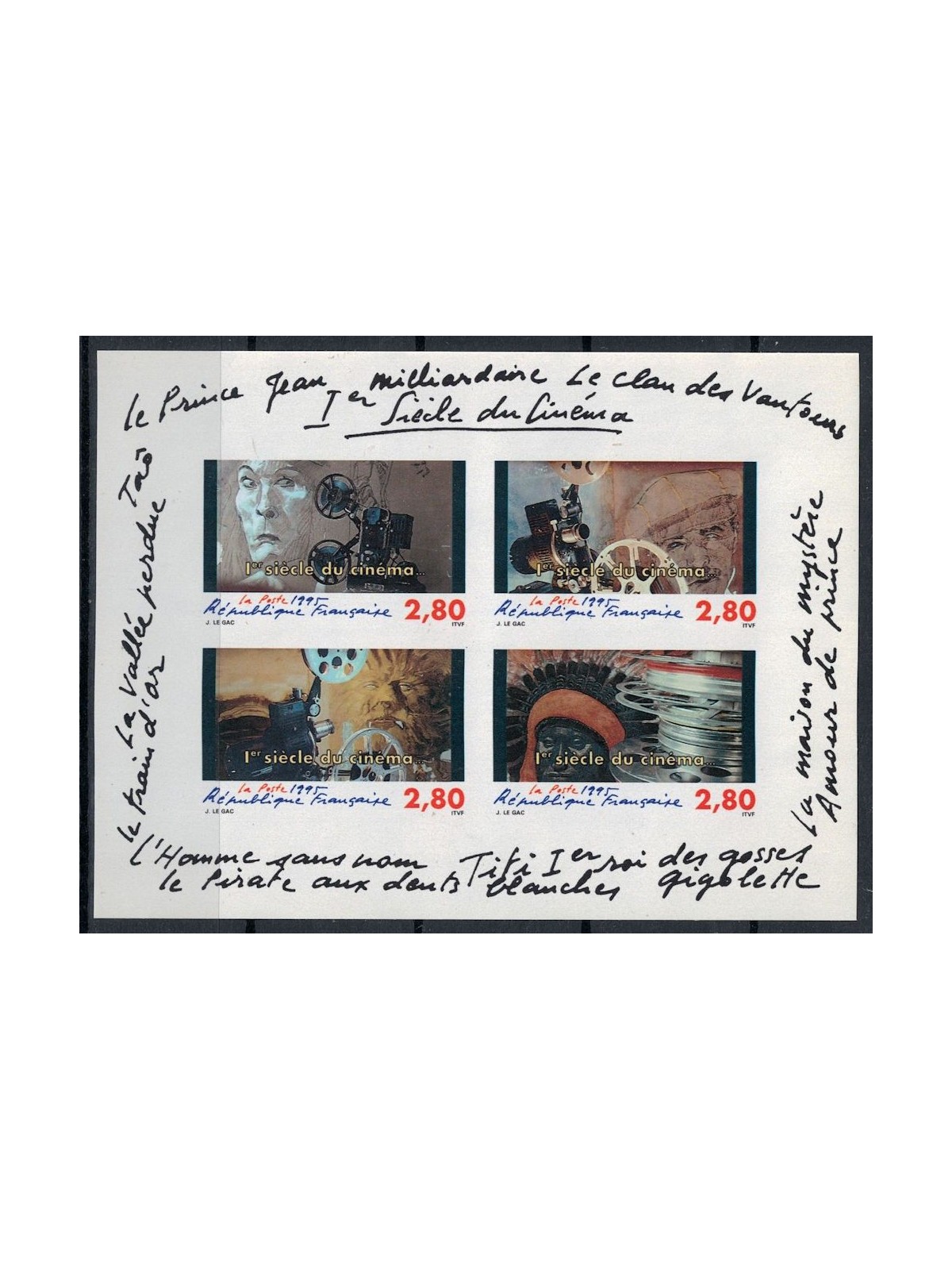 FRANCIA 1995 Centenario del Cinema (non dentellato) BF MNH**