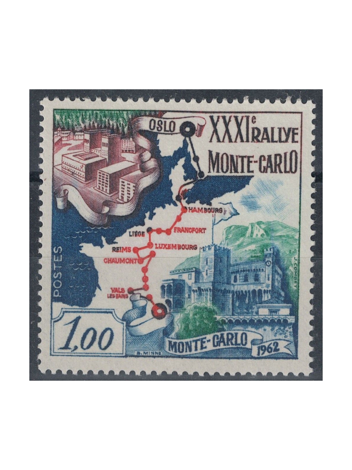 MONACO 1962 Monte Carlo Rally with Oslo stage in black MNH**