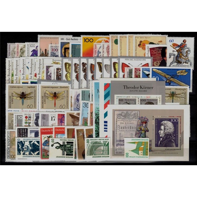 GERMANY BRD 1991 Complete Year 89v + 4 s/s MNH**