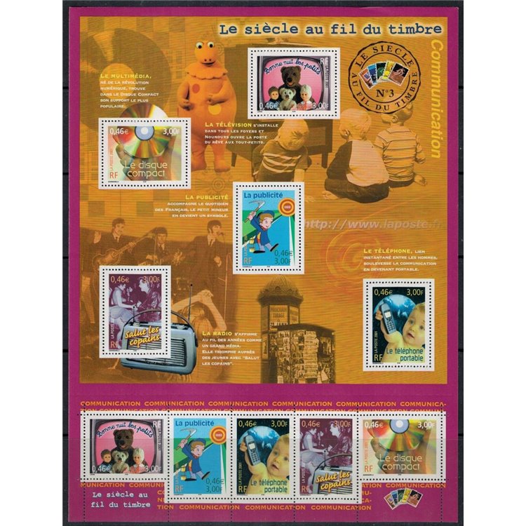 FRANCIA 2001 Il XX secolo (Le Comunicazioni) BF MNH**