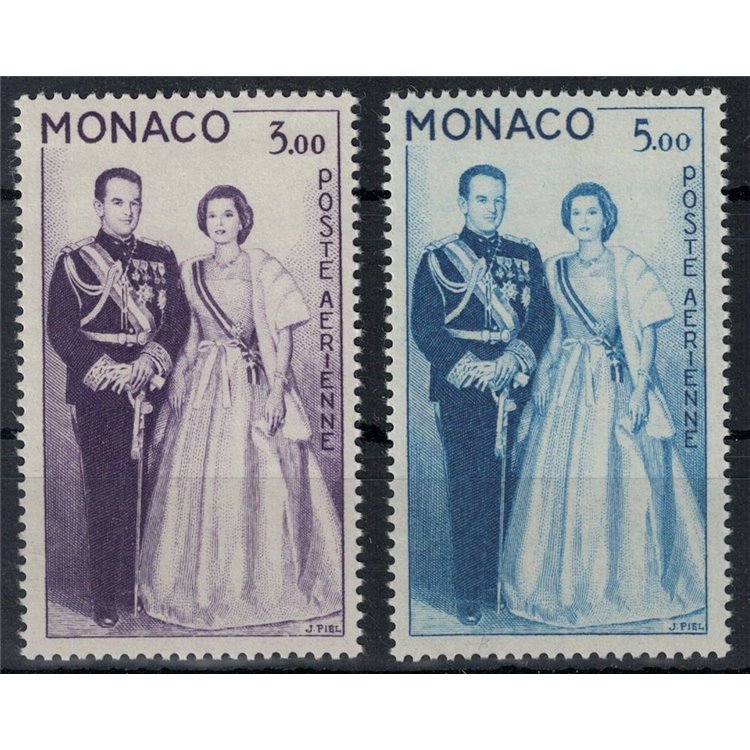 MONACO 1960-61 Ritratto dei Principi, posta aerea 2v MNH**