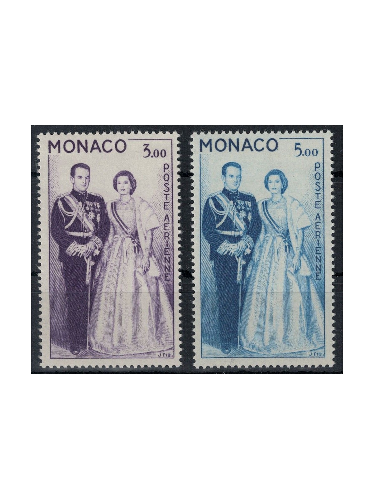MONACO 1960-61 Portrait of the Princes, airmail 2v MNH**