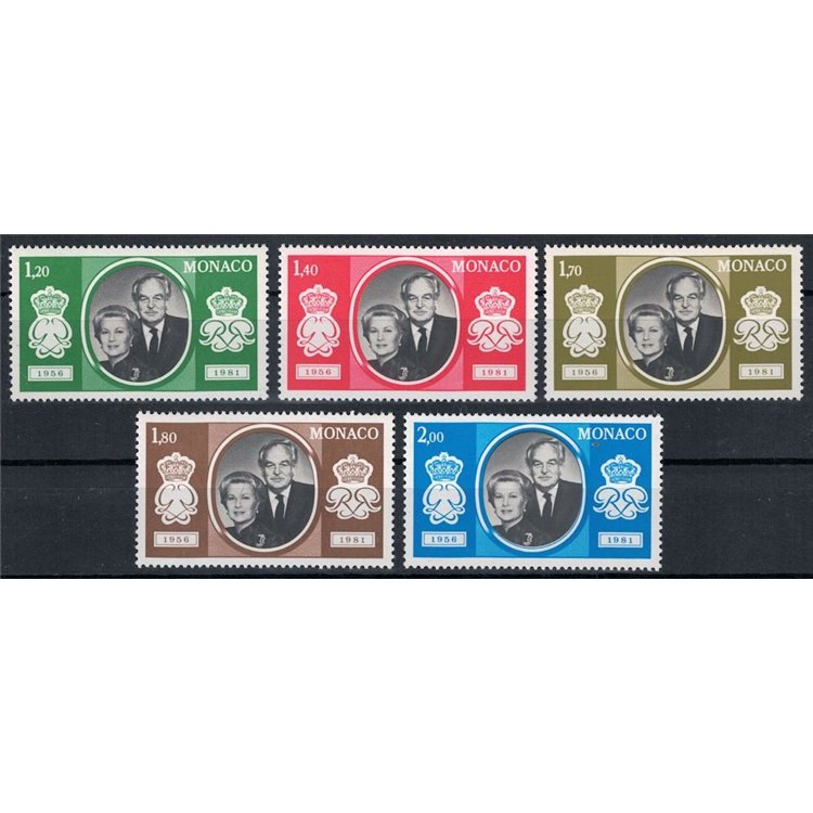 MONACO 1981 Nozze d'argento del Principe 5v MNH**
