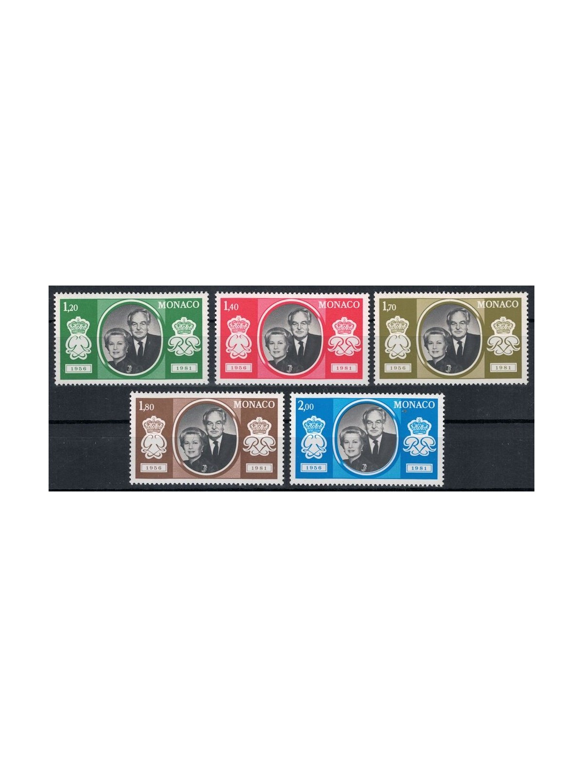 MONACO 1981 Nozze d'argento del Principe 5v MNH**