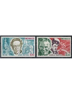 MONACO 1989 Jean Cocteau e Charlie Chaplin 2v MNH**