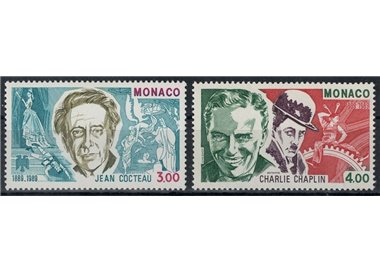 MONACO 1989 Jean Cocteau e Charlie Chaplin 2v MNH**