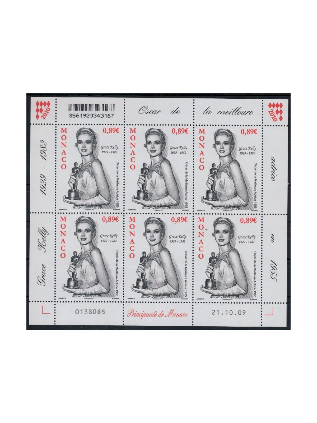 MONACO 2010 Grace Kelly m/s MNH**