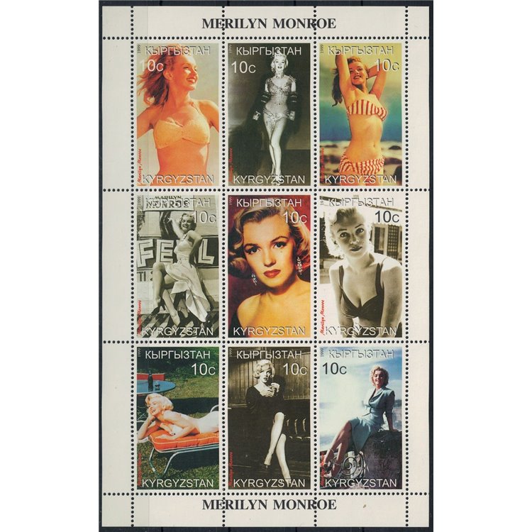 KIRGHIZISTAN 1999 Marilyn Monroe 9v MNH**