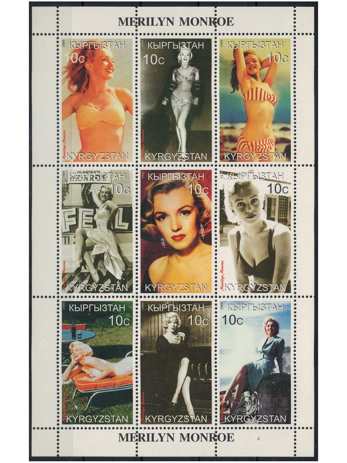 KYRGYZSTAN 1999 Marilyn Monroe 9v MNH**