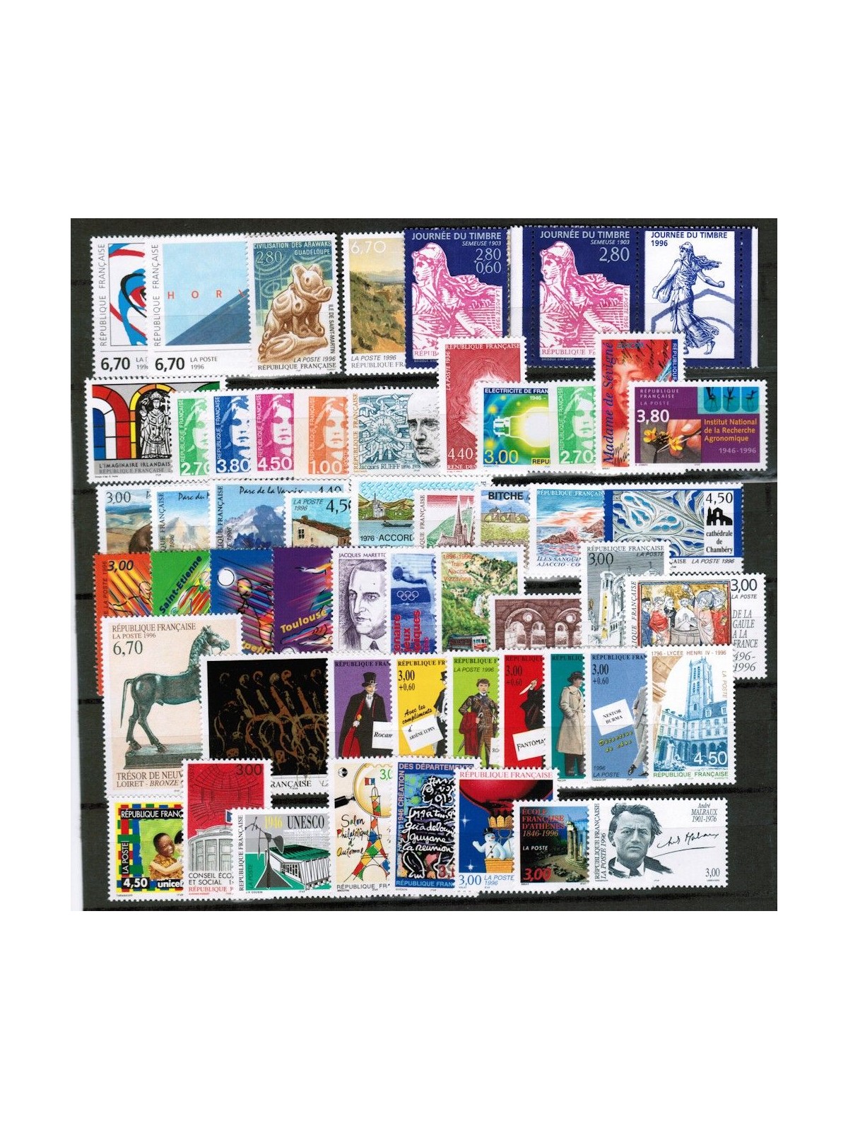 FRANCE 1996 complete year 65v + 1 booklet MNH**