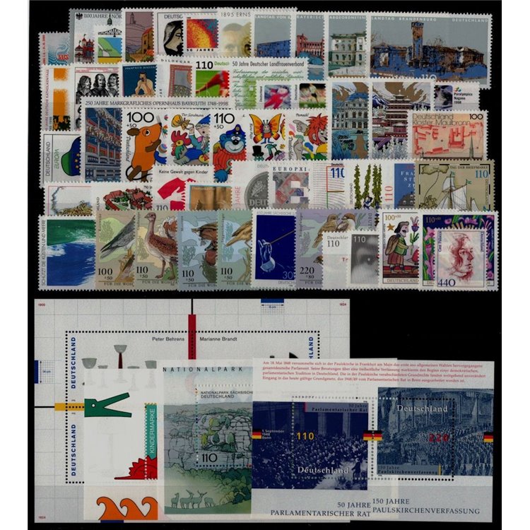 GERMANIA BRD 1998 Annata Completa 51v + 4 BF MNH**