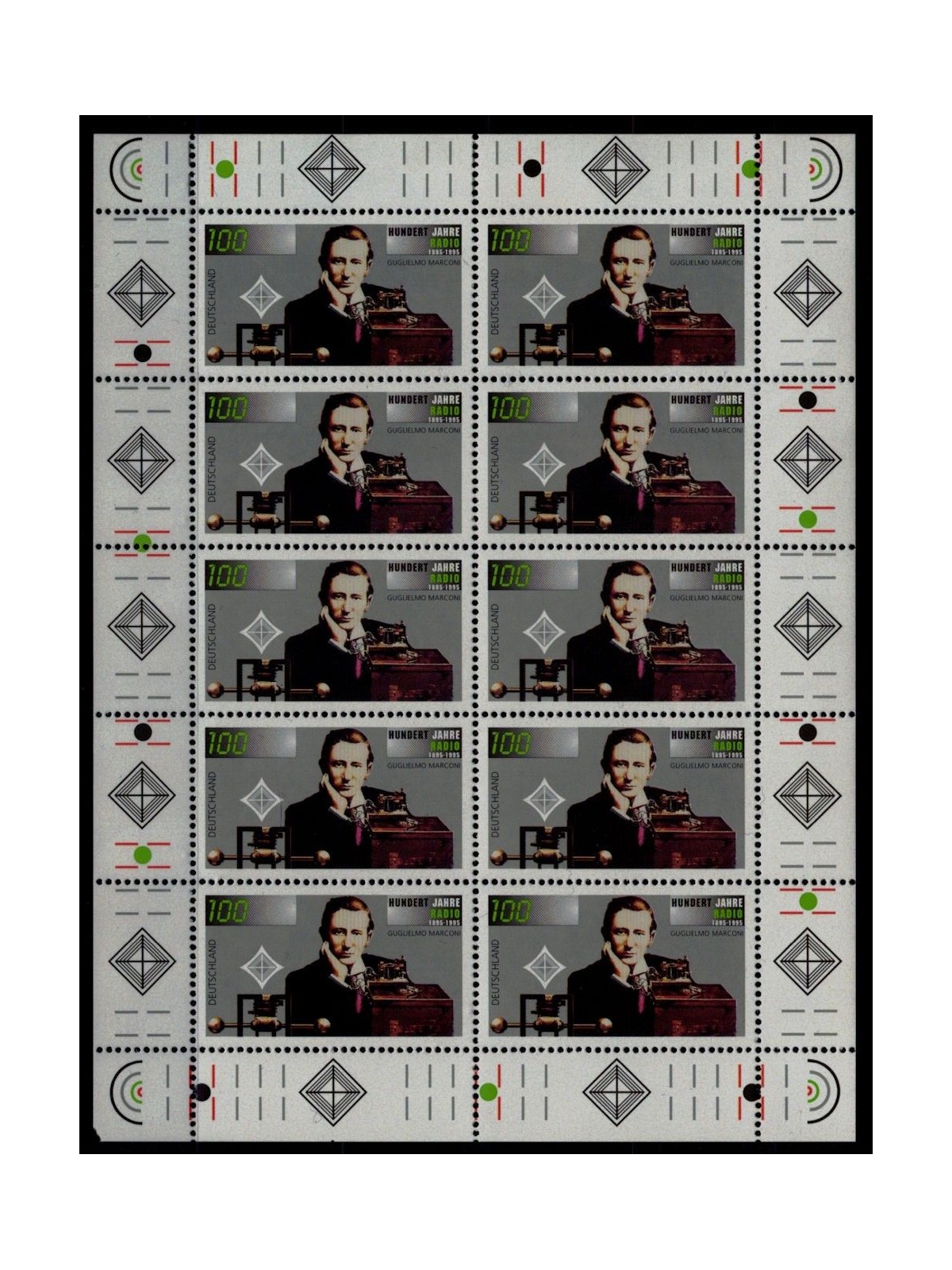 GERMANY BRD 1995 Centenary of Radio m/s MNH** (dif)