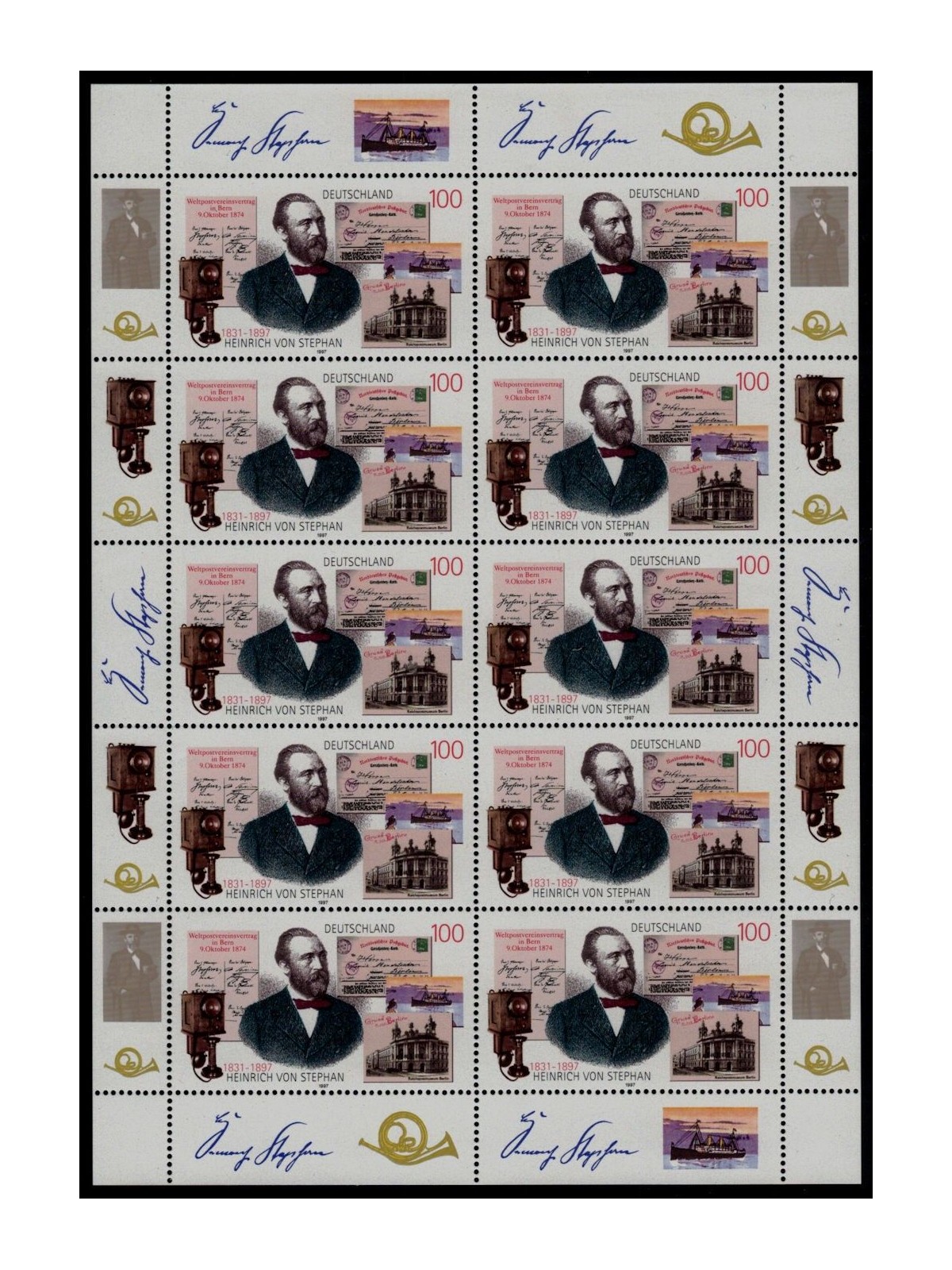GERMANY BRD 1997 Heinrich von Stephan m/s MNH**