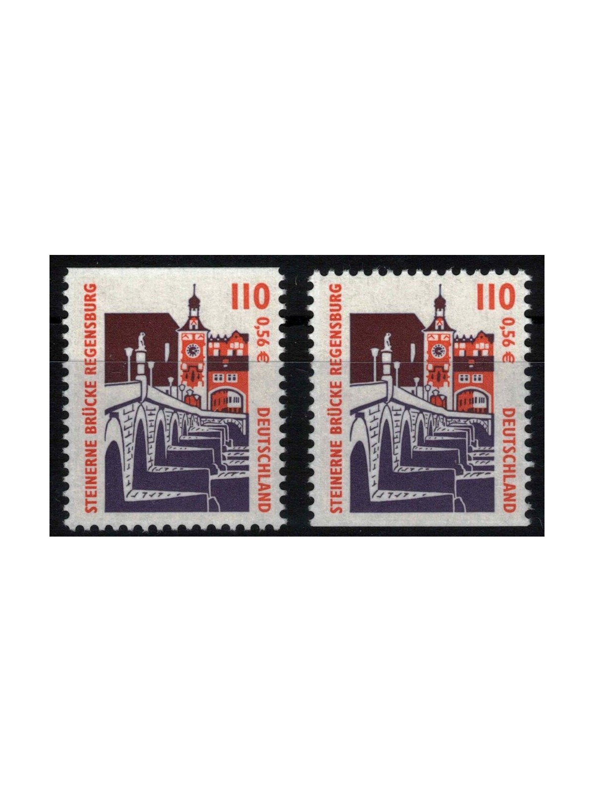 GERMANY BRD 2000 Regensburg Bridge (from booklet) 2v MNH**