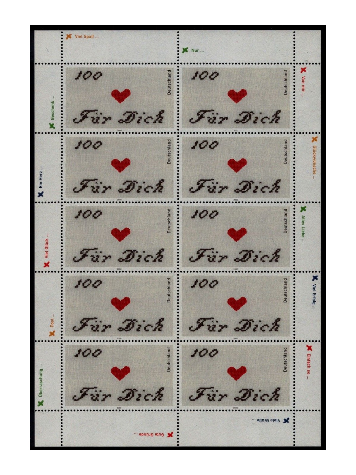 GERMANY BRD 2000 Greeting Stamp m/s MNH**