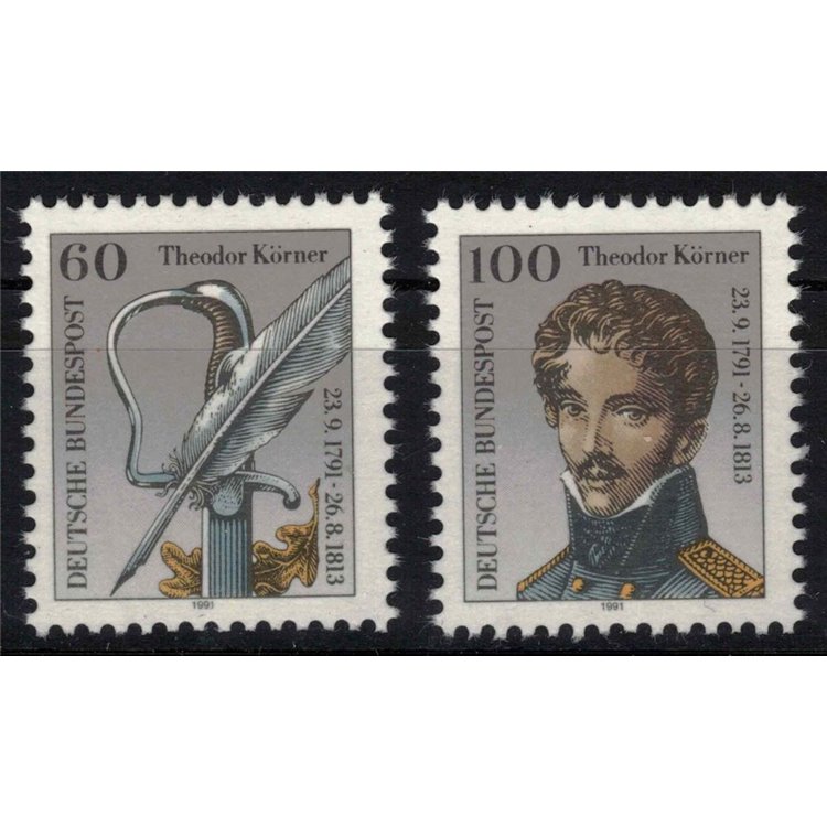 GERMANIA BRD 1991 Theodor Körner 2v MNH**
